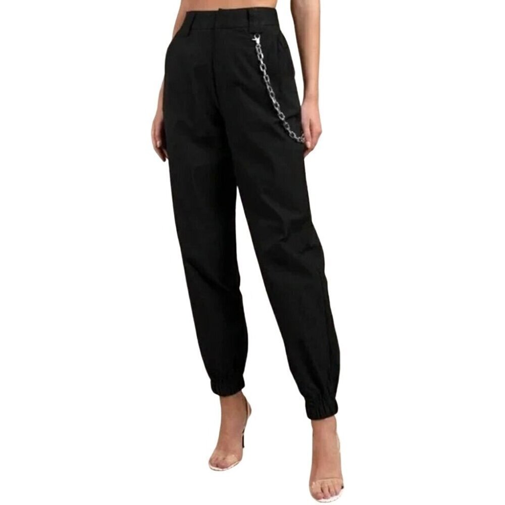 I AM GIA Pants Women XS Black Elastic Waist Baggy Parachute Joggers Y2K Retro